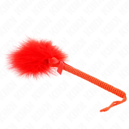 KINK - MASAJEADOR DE CUERDA DE NAILON CON PLUMAS PARA COSQUILLAS Y LAZO ROJO 25 CM KINK IMPACT & TOUCH