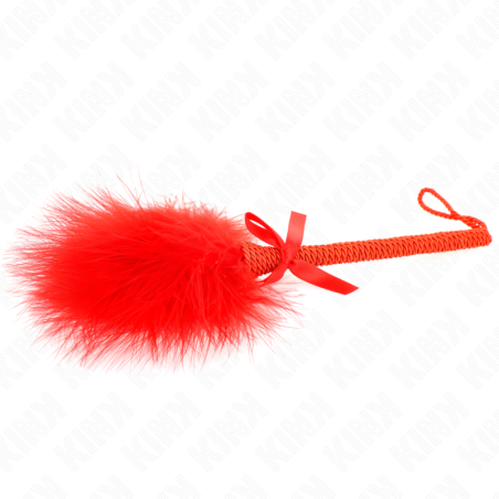 KINK - MASAJEADOR DE CUERDA DE NAILON CON PLUMAS PARA COSQUILLAS Y LAZO ROJO 25 CM KINK IMPACT & TOUCH