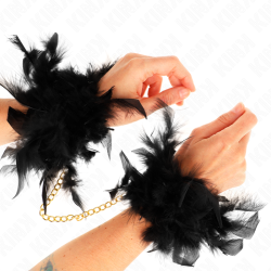 KINK - ESPOSAS DE PLUMAS NEGRO CON CADENA DORADA MODELO 1 KINK WRIST RESTRAINT