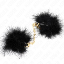 KINK - ESPOSAS DE PLUMAS NEGRO CON CADENA DORADA MODELO 2 KINK WRIST RESTRAINT
