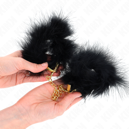 KINK - ESPOSAS DE PLUMAS NEGRO CON CADENA DORADA MODELO 2 KINK WRIST RESTRAINT