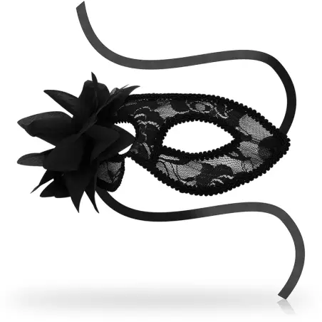 Masks Antifaz con Encajes y Flor Negro - BDSM | Ohmama