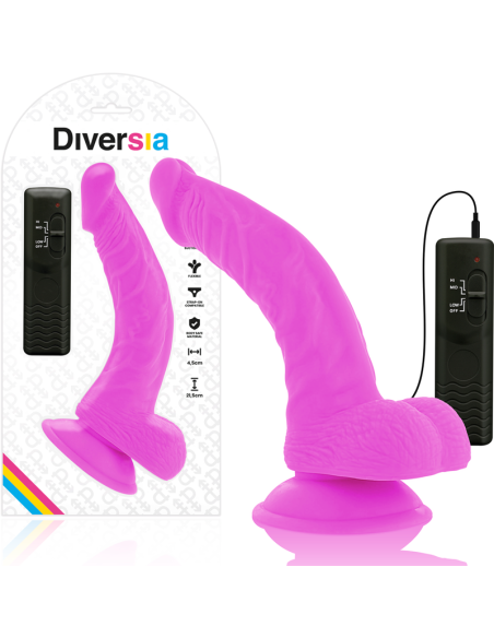 DIVERSIA - DILDO REALÍSTICO FLEXIBLE CON VIBRACIÓN LILA 21.5 CM -O- 4.5 CM 