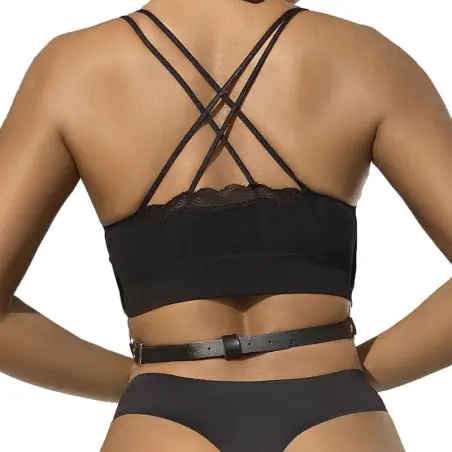 Arnés de Pecho Cadenas Cuero Negro Talla Única | Subblime