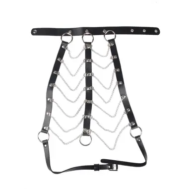 Arnés de Pecho Cadenas Cuero Negro Talla Única | Subblime