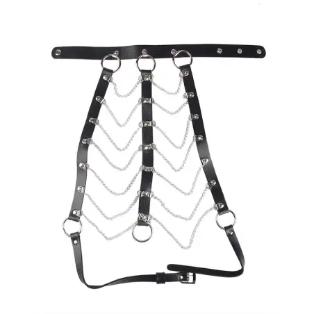 Arnés de Pecho Cadenas Cuero Negro Talla Única | Subblime