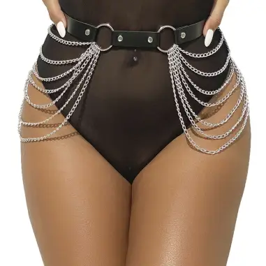 SUBBLIME - CINTURÓN DE CADENAS CUERO NEGRO TALLA ÚNICA
