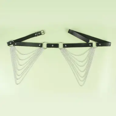 Cinturón de Cadenas Cuero Negro Talla Única | Subblime