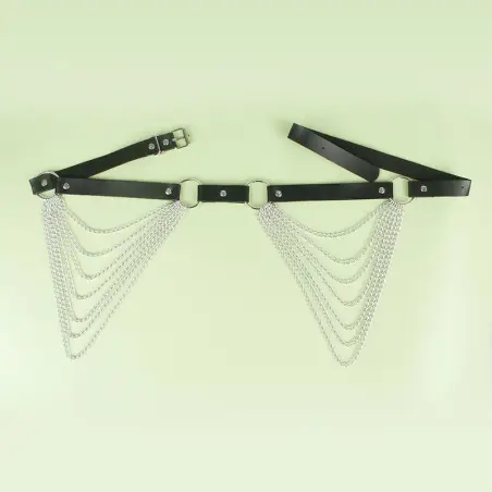 Cinturón de Cadenas Cuero Negro Talla Única | Subblime