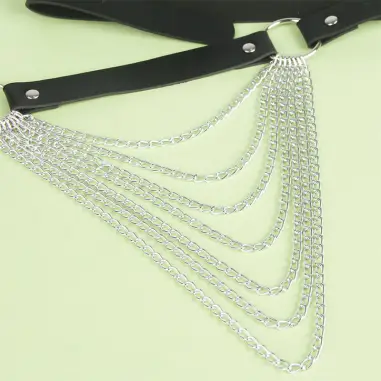 Cinturón de Cadenas Cuero Negro Talla Única | Subblime