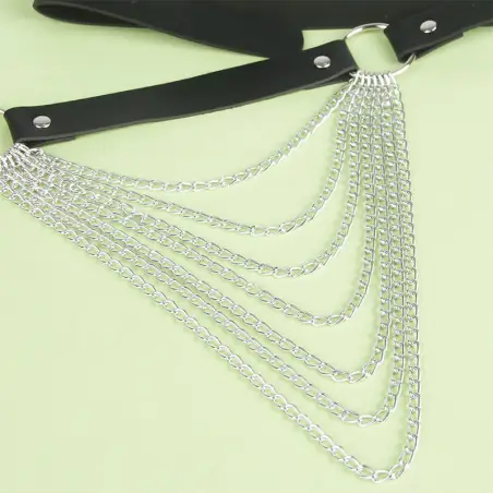 Cinturón de Cadenas Cuero Negro Talla Única | Subblime