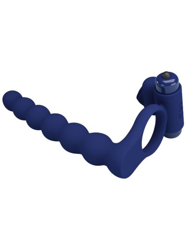 PRETTY LOVE - AJMAL ANILLO VIBRADOR CON PLUG AZUL 