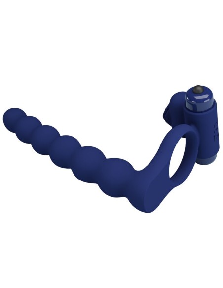 PRETTY LOVE - AJMAL ANILLO VIBRADOR CON PLUG AZUL 