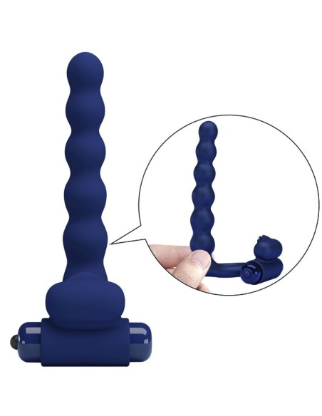 PRETTY LOVE - AJMAL ANILLO VIBRADOR CON PLUG AZUL 