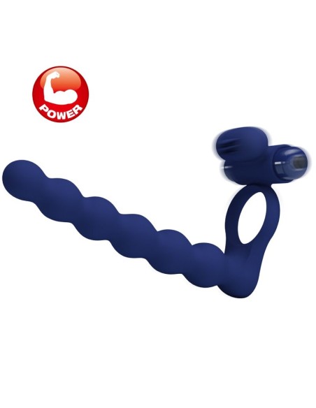 PRETTY LOVE - AJMAL ANILLO VIBRADOR CON PLUG AZUL 