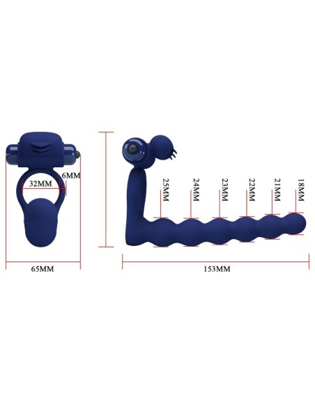 PRETTY LOVE - AJMAL ANILLO VIBRADOR CON PLUG AZUL 