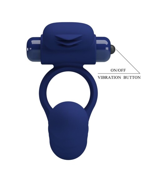 PRETTY LOVE - AJMAL ANILLO VIBRADOR CON PLUG AZUL 
