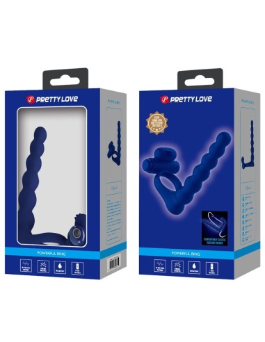 PRETTY LOVE - AJMAL ANILLO VIBRADOR CON PLUG AZUL 