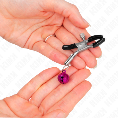 KINK - PINZAS PARA PEZONES CON CAMPANILLA VIOLETA 6 CM KINK NIPPLE GRIP