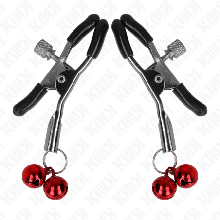 KINK - PINZAS PARA PEZONES CON DOBLE CAMPANILLA ROJO 6 CM KINK NIPPLE GRIP