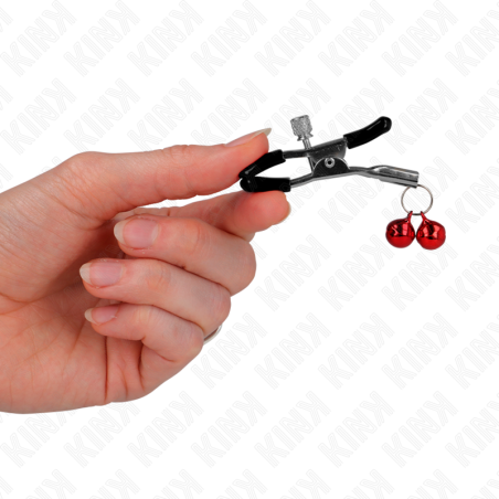 KINK - PINZAS PARA PEZONES CON DOBLE CAMPANILLA ROJO 6 CM KINK NIPPLE GRIP