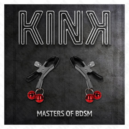 KINK - PINZAS PARA PEZONES CON DOBLE CAMPANILLA ROJO 6 CM KINK NIPPLE GRIP