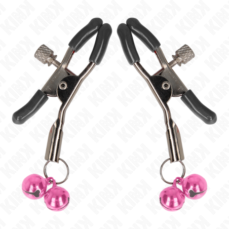 KINK - PINZAS PARA PEZONES CON DOBLE CAMPANILLA ROSA 6 CM KINK NIPPLE GRIP