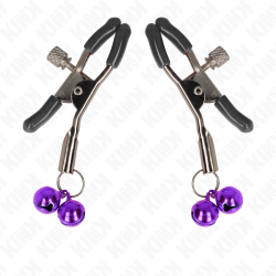 KINK - PINZAS PARA PEZONES CON DOBLE CAMPANILLA VIOLETA 6 CM KINK NIPPLE GRIP 2