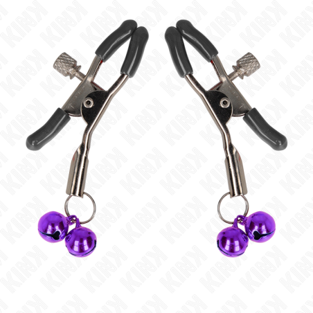 KINK - PINZAS PARA PEZONES CON DOBLE CAMPANILLA VIOLETA 6 CM KINK NIPPLE GRIP