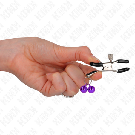 KINK - PINZAS PARA PEZONES CON DOBLE CAMPANILLA VIOLETA 6 CM KINK NIPPLE GRIP