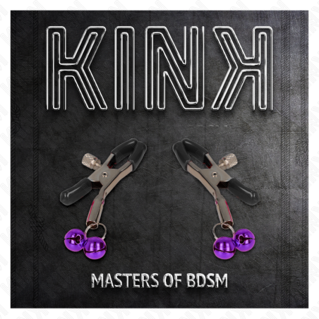 KINK - PINZAS PARA PEZONES CON DOBLE CAMPANILLA VIOLETA 6 CM KINK NIPPLE GRIP