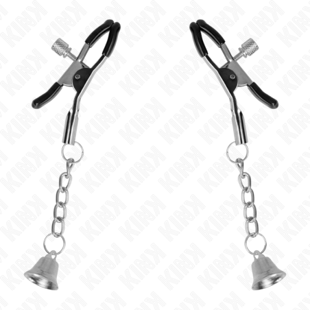 KINK - PINZAS PARA PEZONES CON COLGANTE DE CAMPANA PLATEADO 6 CM KINK NIPPLE GRIP