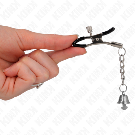 KINK - PINZAS PARA PEZONES CON COLGANTE DE CAMPANA PLATEADO 6 CM KINK NIPPLE GRIP
