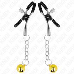 KINK - PINZAS PARA PEZONES CON COLGANTE DE CASCABEL DORADO 6 CM KINK NIPPLE GRIP 2
