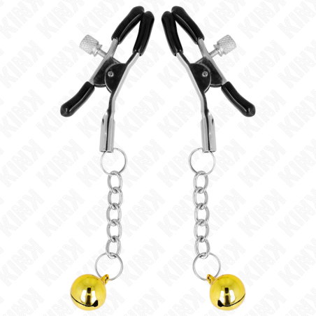 KINK - PINZAS PARA PEZONES CON COLGANTE DE CASCABEL DORADO 6 CM KINK NIPPLE GRIP