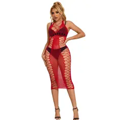 SUBBLIME - 952327 VESTIDO DE REJILLA LARGO ROJO TALLA ÚNICA 2