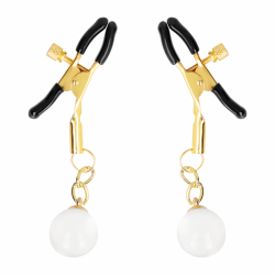 KINK - PINZAS PARA PEZONES DORADAS CON COLGANTE DE VIDRIO 6 CM KINK NIPPLE GRIP 2