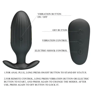 Kelly Plug Anal Vibrador Recargable Negro | Pretty Love