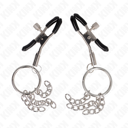 KINK - PINZAS PARA PEZONES CON ARO Y PEQUEÑAS CADENAS PLATEADO 6 CM KINK NIPPLE GRIP