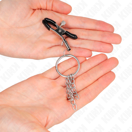 KINK - PINZAS PARA PEZONES CON ARO Y PEQUEÑAS CADENAS PLATEADO 6 CM KINK NIPPLE GRIP
