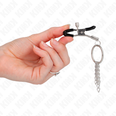 KINK - PINZAS PARA PEZONES CON ARO Y PEQUEÑAS CADENAS PLATEADO 6 CM KINK NIPPLE GRIP