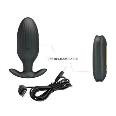 Kelly Plug Anal Vibrador Recargable Negro | Pretty Love