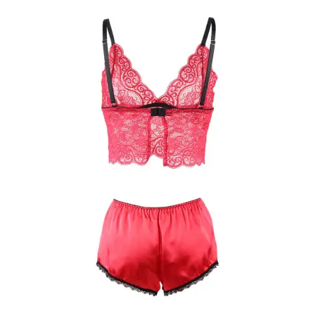 Set 3 Piezas Encaje y Saten Rojo S/M | Subblime