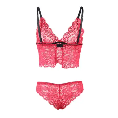 Set 3 Piezas Encaje y Saten Rojo S/M | Subblime