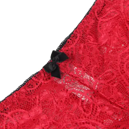 Set 3 Piezas Encaje y Saten Rojo S/M | Subblime