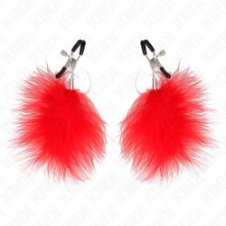 KINK - PINZAS PARA PEZONES CON PLUMA ROJO 7 CM KINK NIPPLE GRIP 2