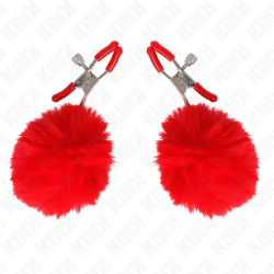 KINK - PINZAS PARA PEZONES CON POMPÓN ROJO 6 CM KINK NIPPLE GRIP 2