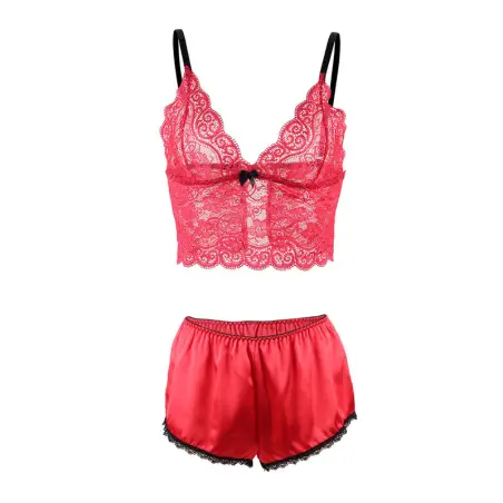 Set 3 Piezas Encaje y Saten Rojo L/XL | Subblime