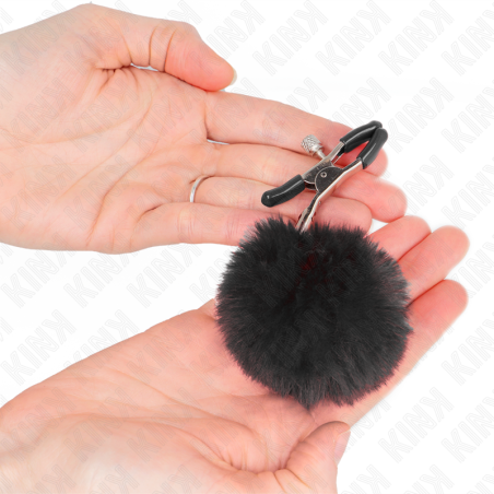 KINK - PINZAS PARA PEZONES CON POMPÓN NEGRO 6 CM KINK NIPPLE GRIP