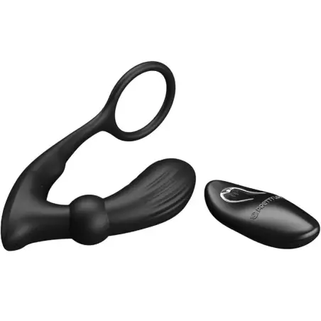 Warren Anillo & Vibrador Anal Negro - 12 Modos | Pretty Love